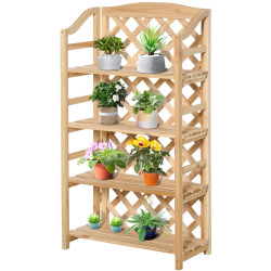 Складной стеллаж для цветов Outsunny 845-440ND (Natural) Thumb