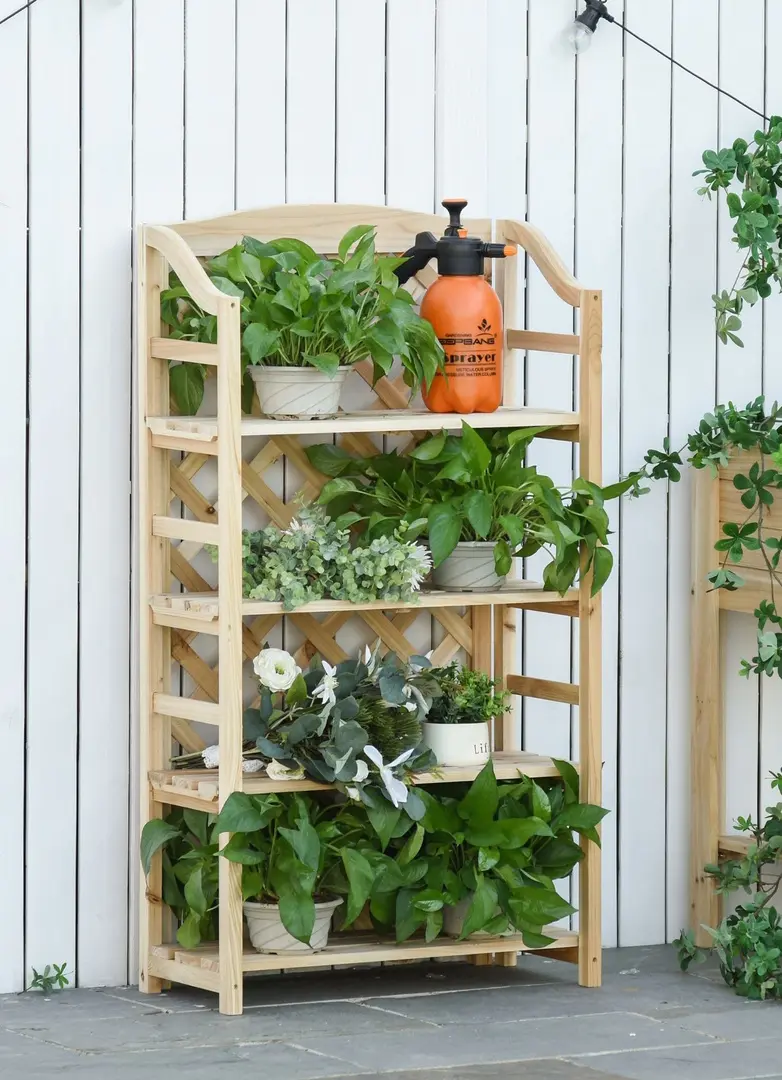 Складной стеллаж для цветов Outsunny 845-440ND (Natural)