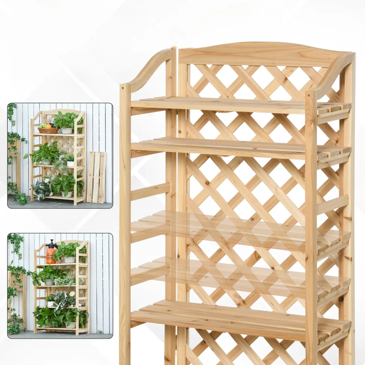 Складной стеллаж для цветов Outsunny 845-440ND (Natural) - 6