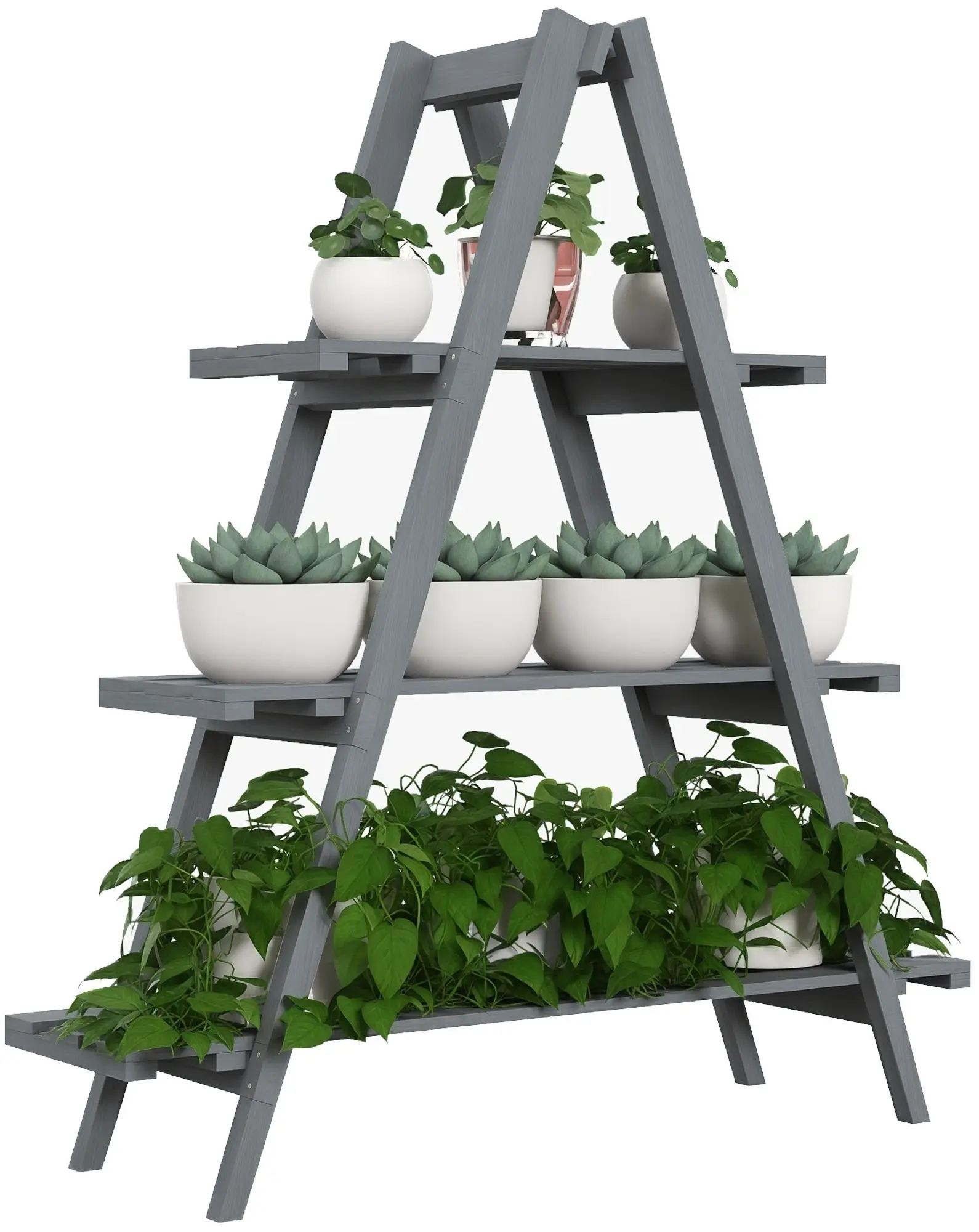 Складной стеллаж для цветов Outsunny 84H-121V00GY (Grey) - 2