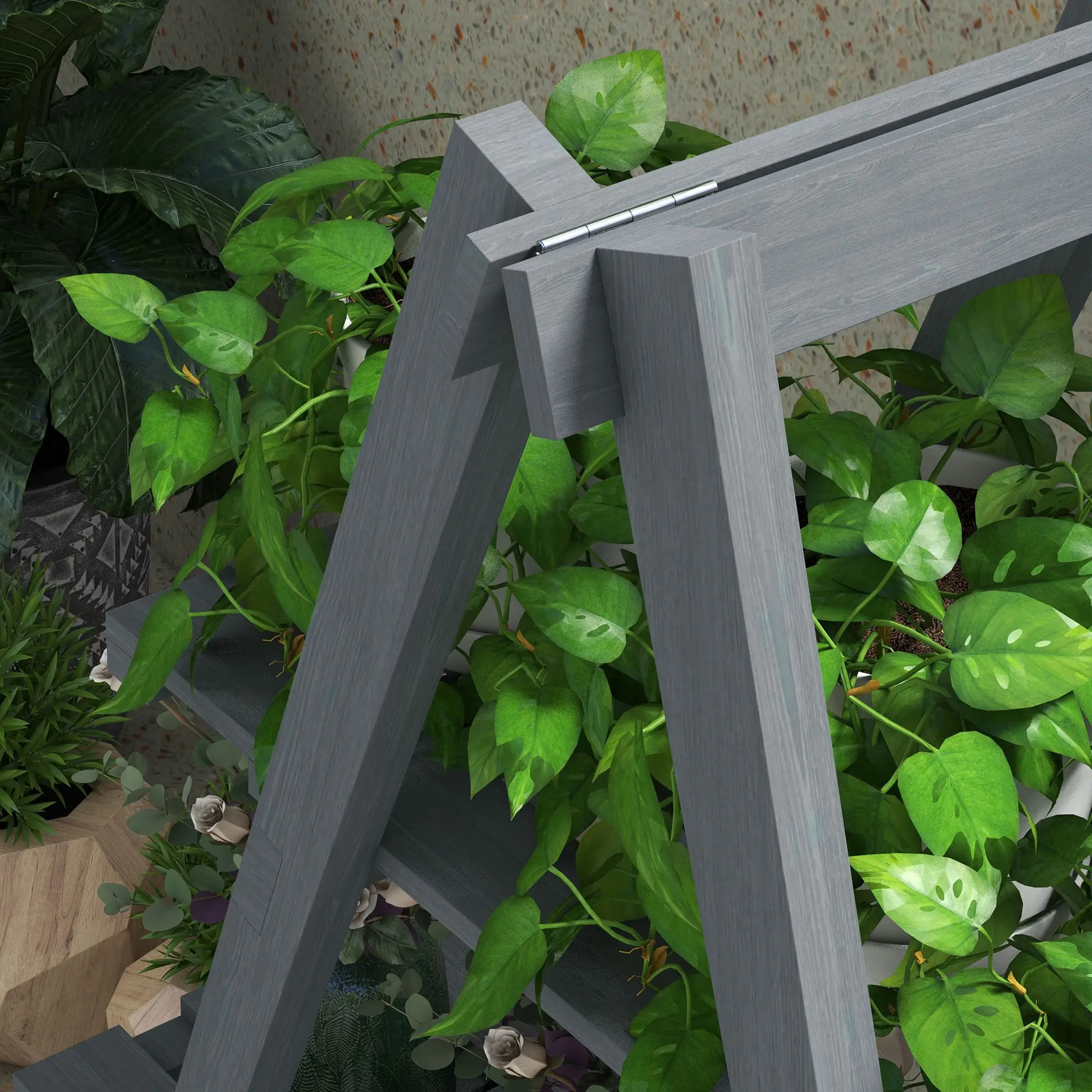 Складной стеллаж для цветов Outsunny 84H-121V00GY (Grey) - 6