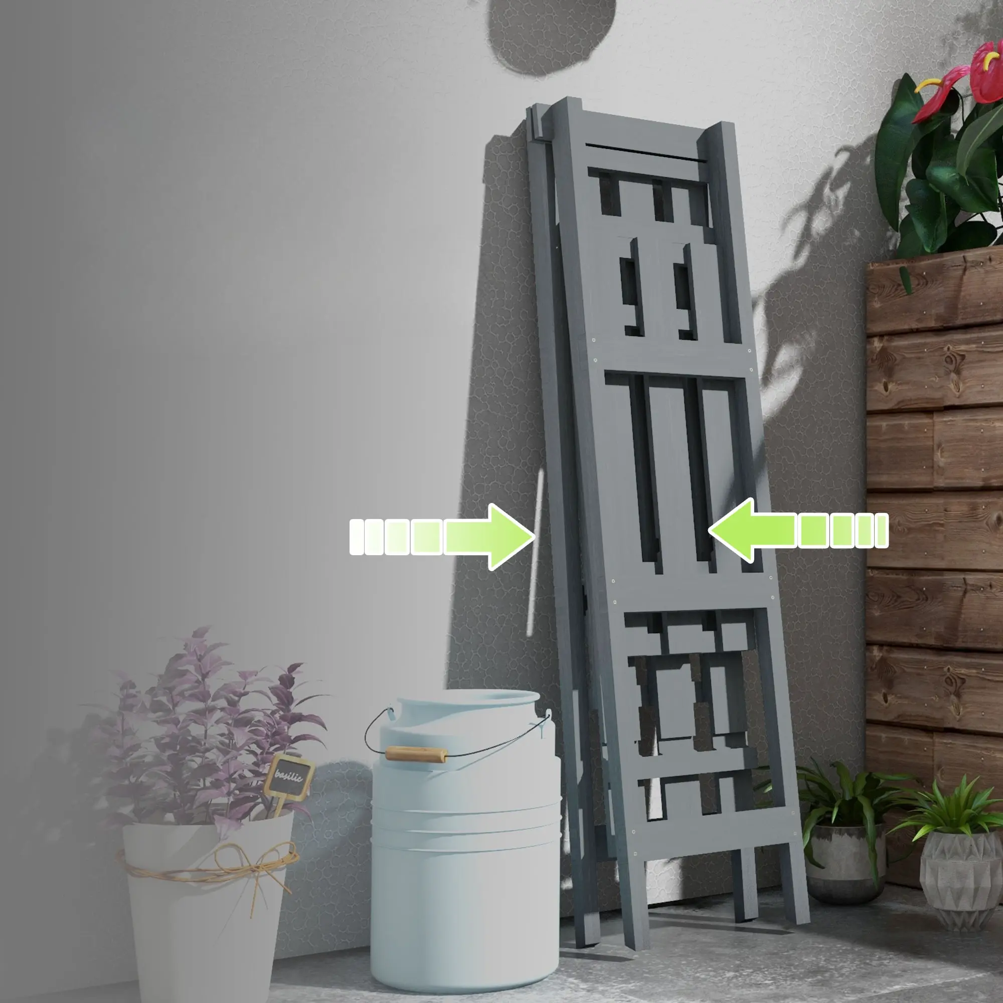 Складной стеллаж для цветов Outsunny 84H-121V00GY (Grey) - 7