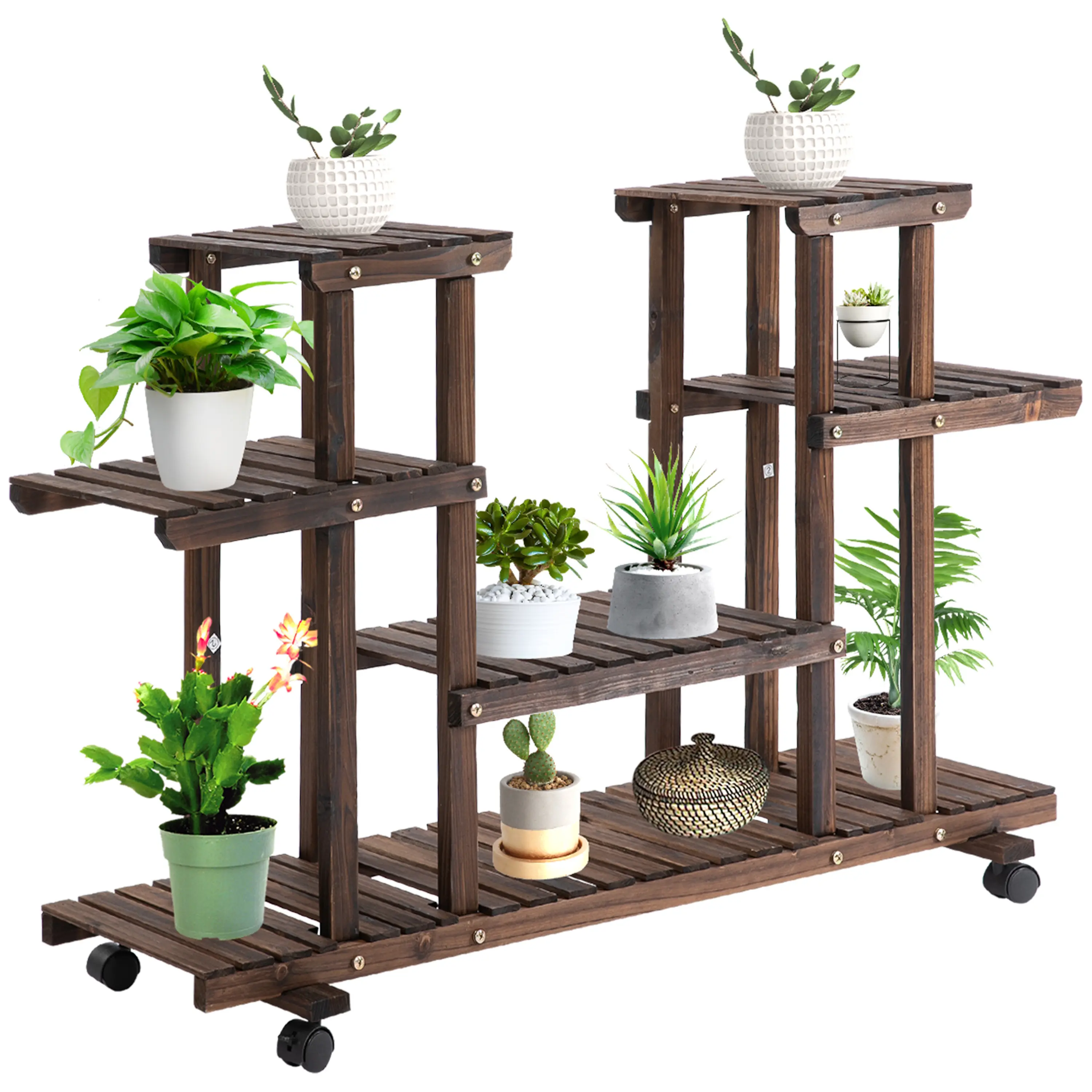 Стеллаж для цветов Outsunny 845-465 (Wood) - 6