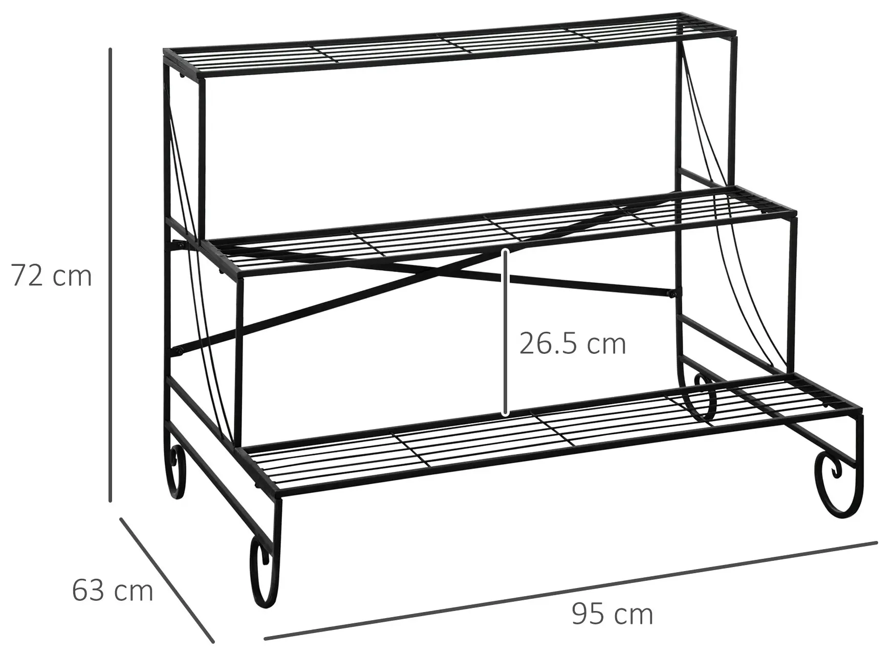 Etajera pentru flori Outsunny 845-575 (Black)