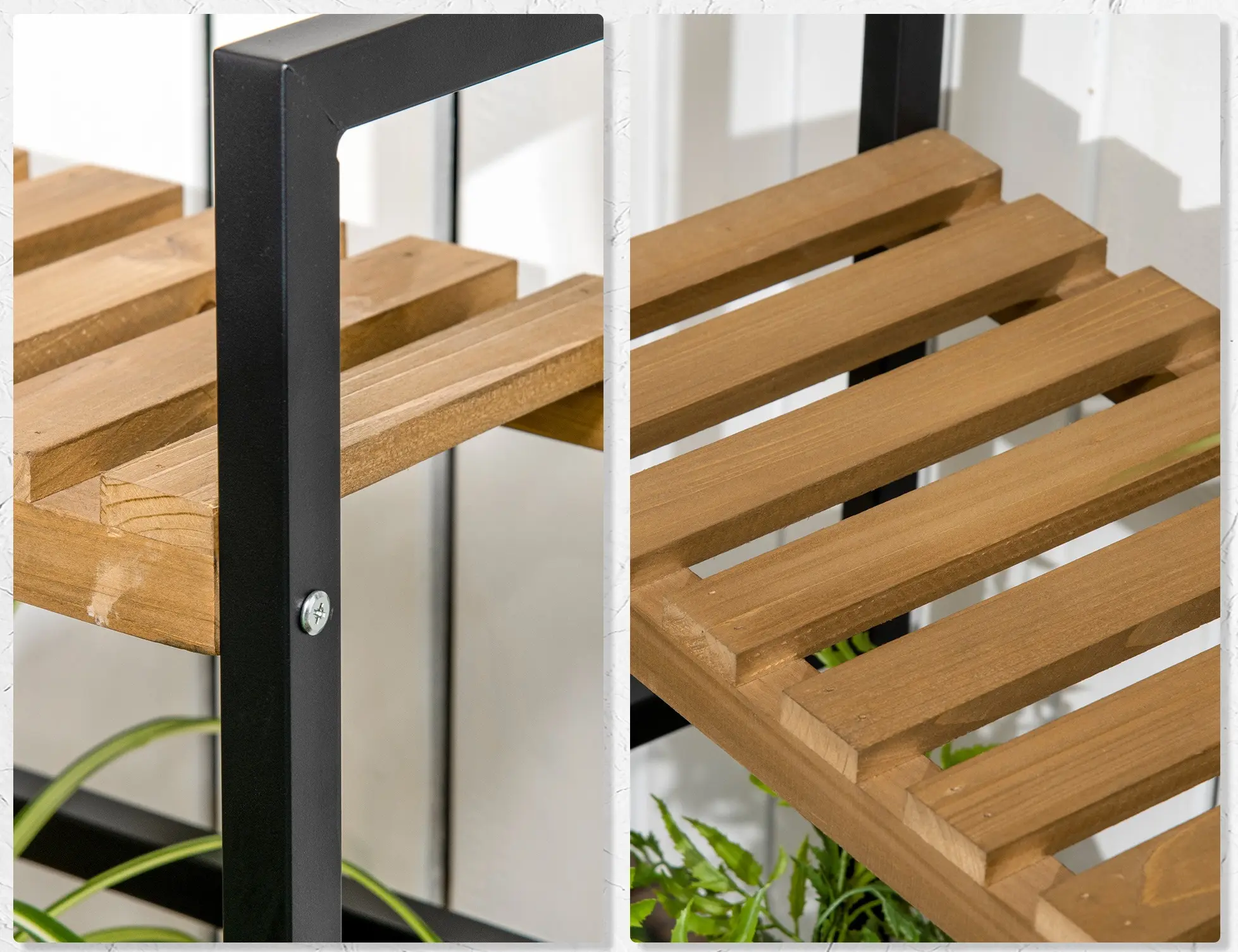 Стеллаж для цветов Outsunny 845-788V00ND (Natural/Black) - 5