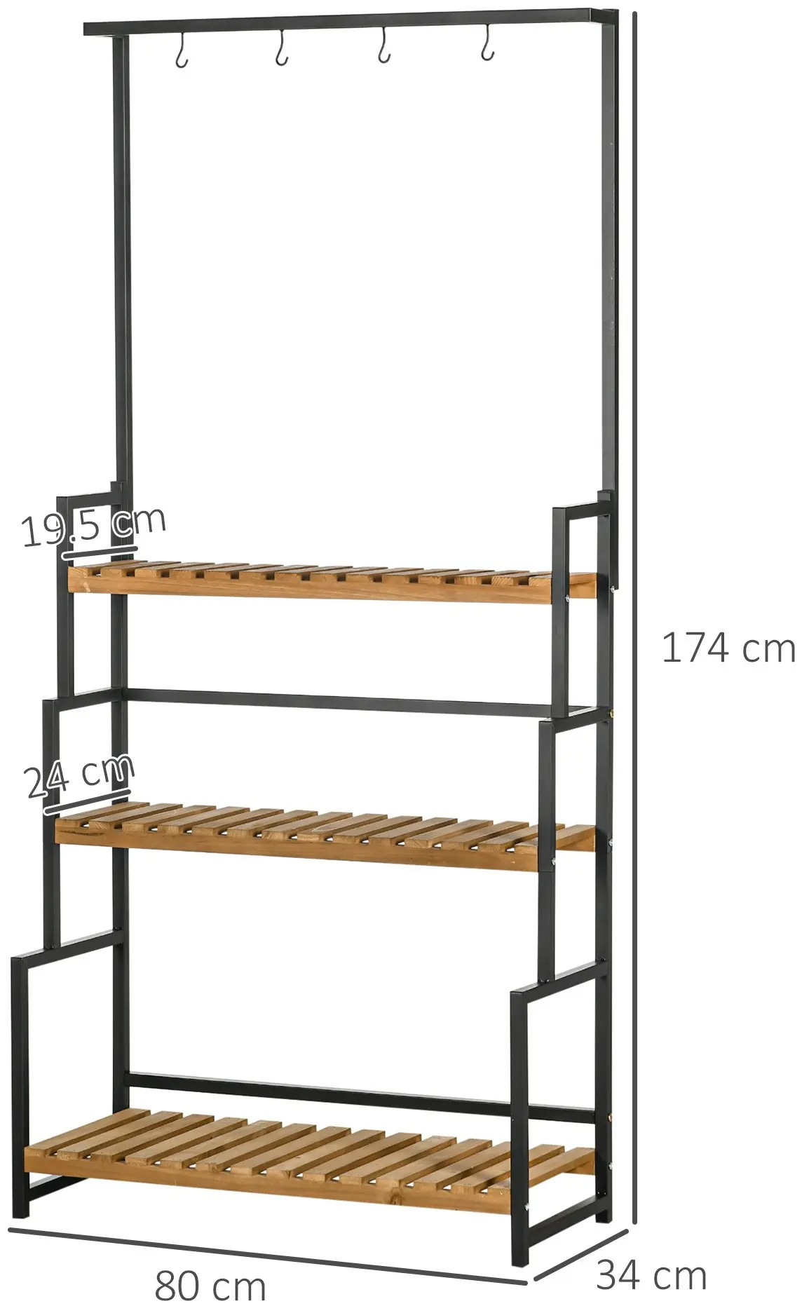 Стеллаж для цветов Outsunny 845-788V00ND (Natural/Black) - 7