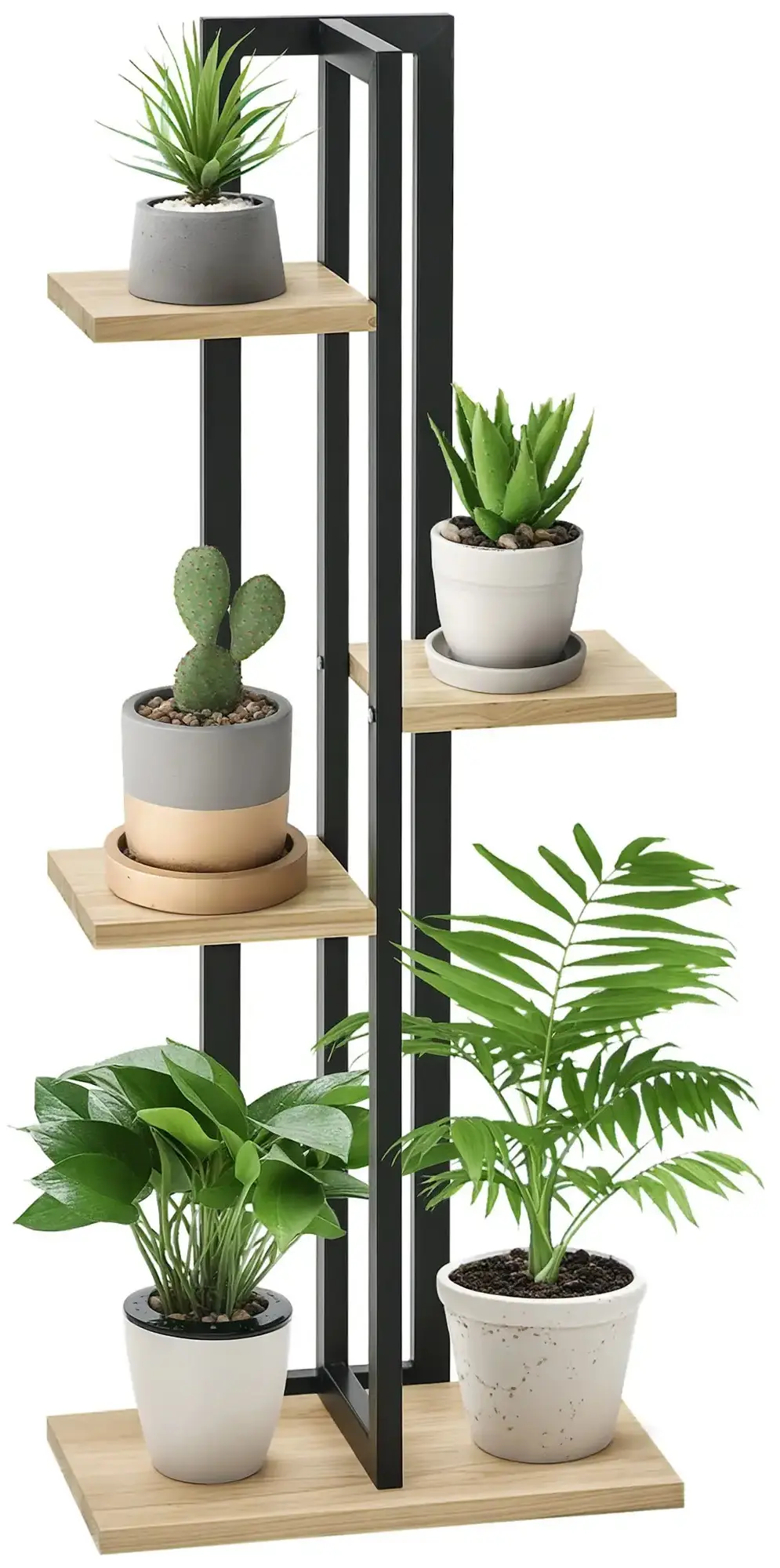 Etajera pentru flori Outsunny 845-906V00BK (Black/Natural) - 2