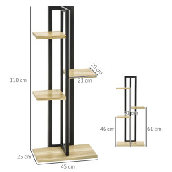 Etajera pentru flori Outsunny 845-906V00BK (Black/Natural) Thumb