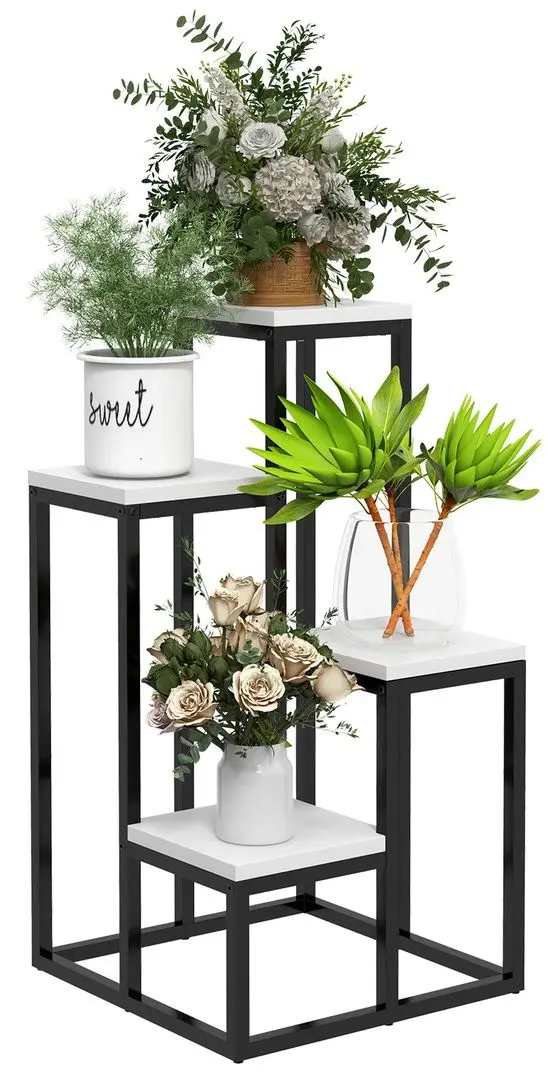 Стеллаж для цветов Outsunny 845-986V00WT (Black/White)