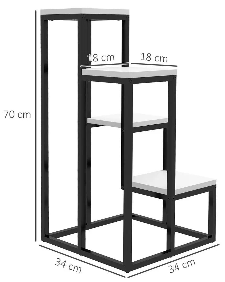 Стеллаж для цветов Outsunny 845-986V00WT (Black/White)