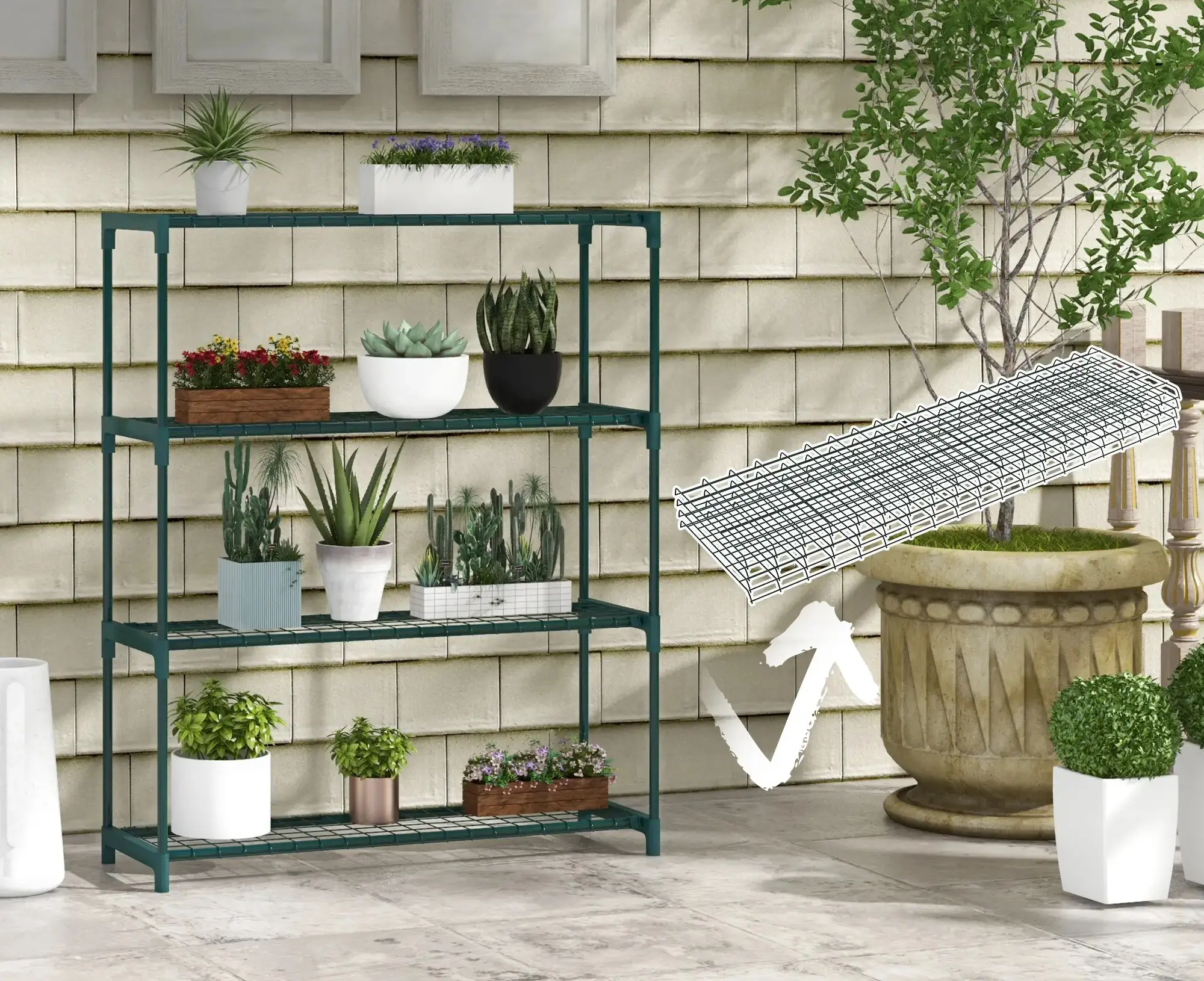 Стеллаж для цветов Outsunny 84H-066V00DG (Dark Green) - 8