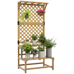 Стеллаж для цветов со шпалерой Outsunny 84H-116V01YL (Yellow) Thumb