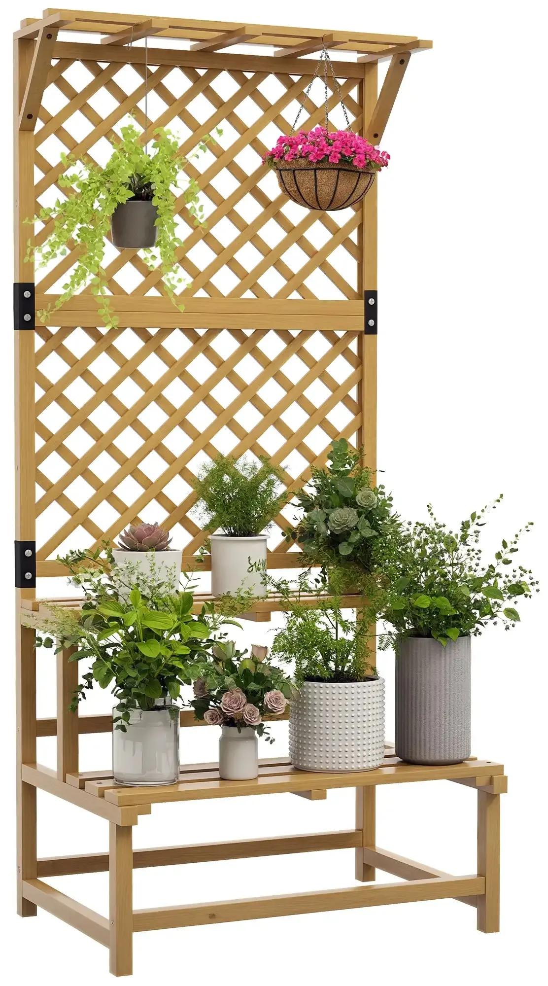 Стеллаж для цветов со шпалерой Outsunny 84H-116V01YL (Yellow) - 2