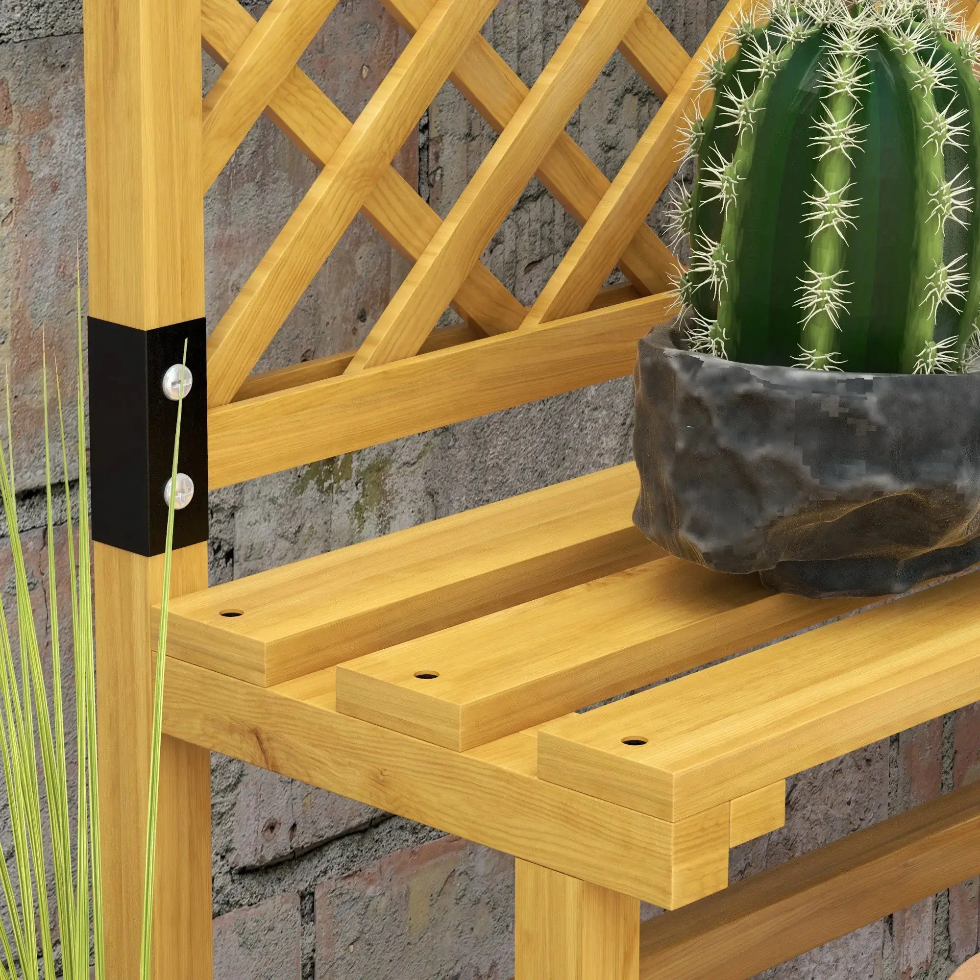 Стеллаж для цветов со шпалерой Outsunny 84H-116V01YL (Yellow) - 7