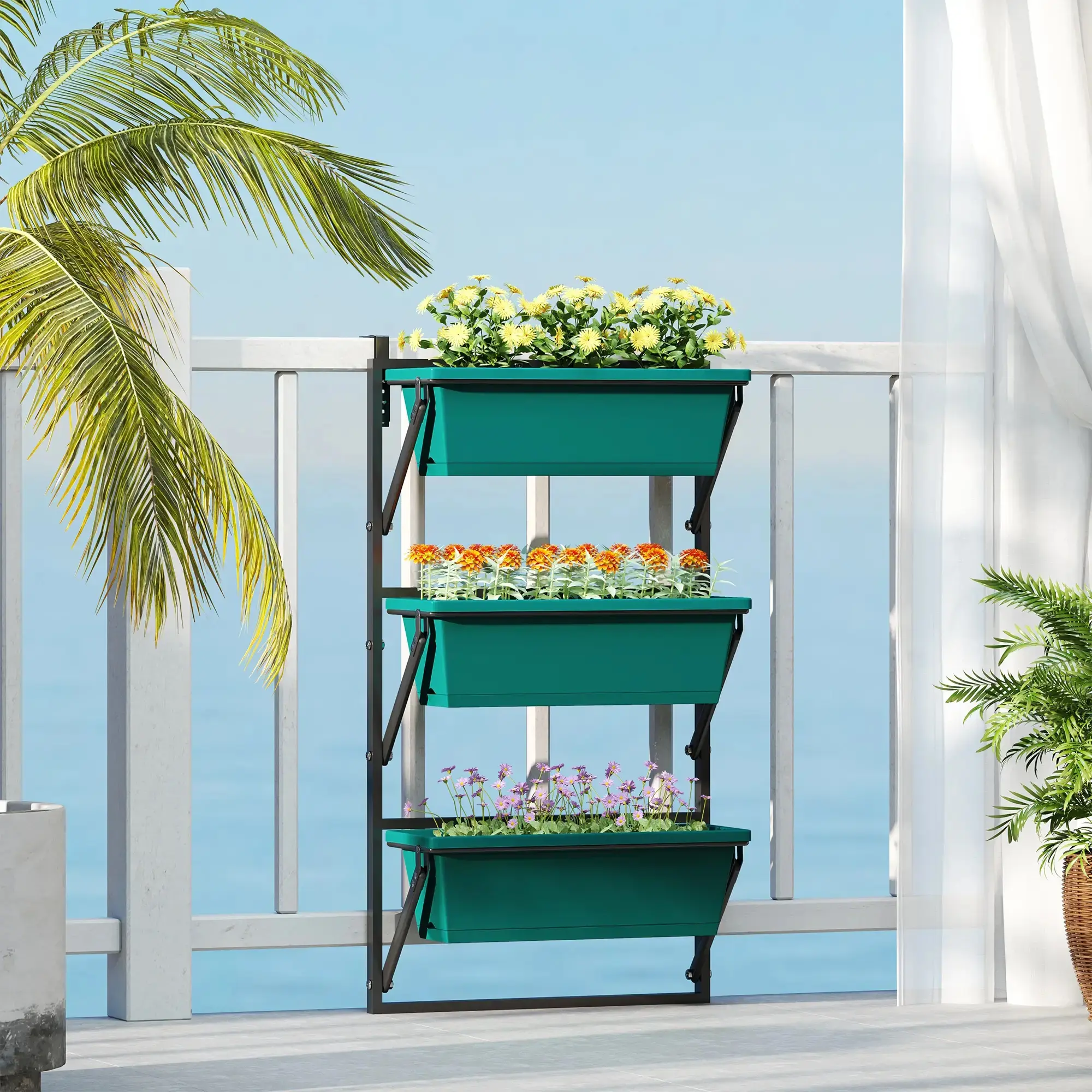 Suport pentru plante cu 3 nivele Outsunny 84H-328V00GN (Green) - 7