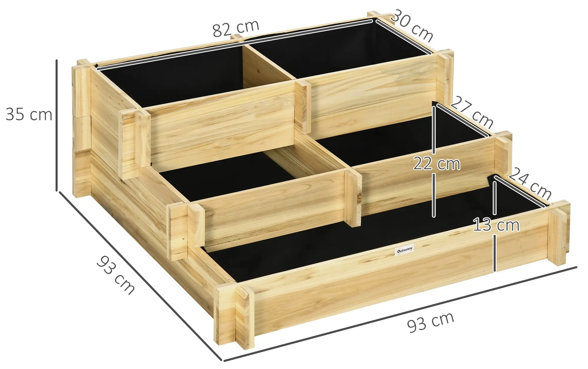 Трехъярусная приподнятая грядка Outsunny 845-639V00ND (Natural) - 5