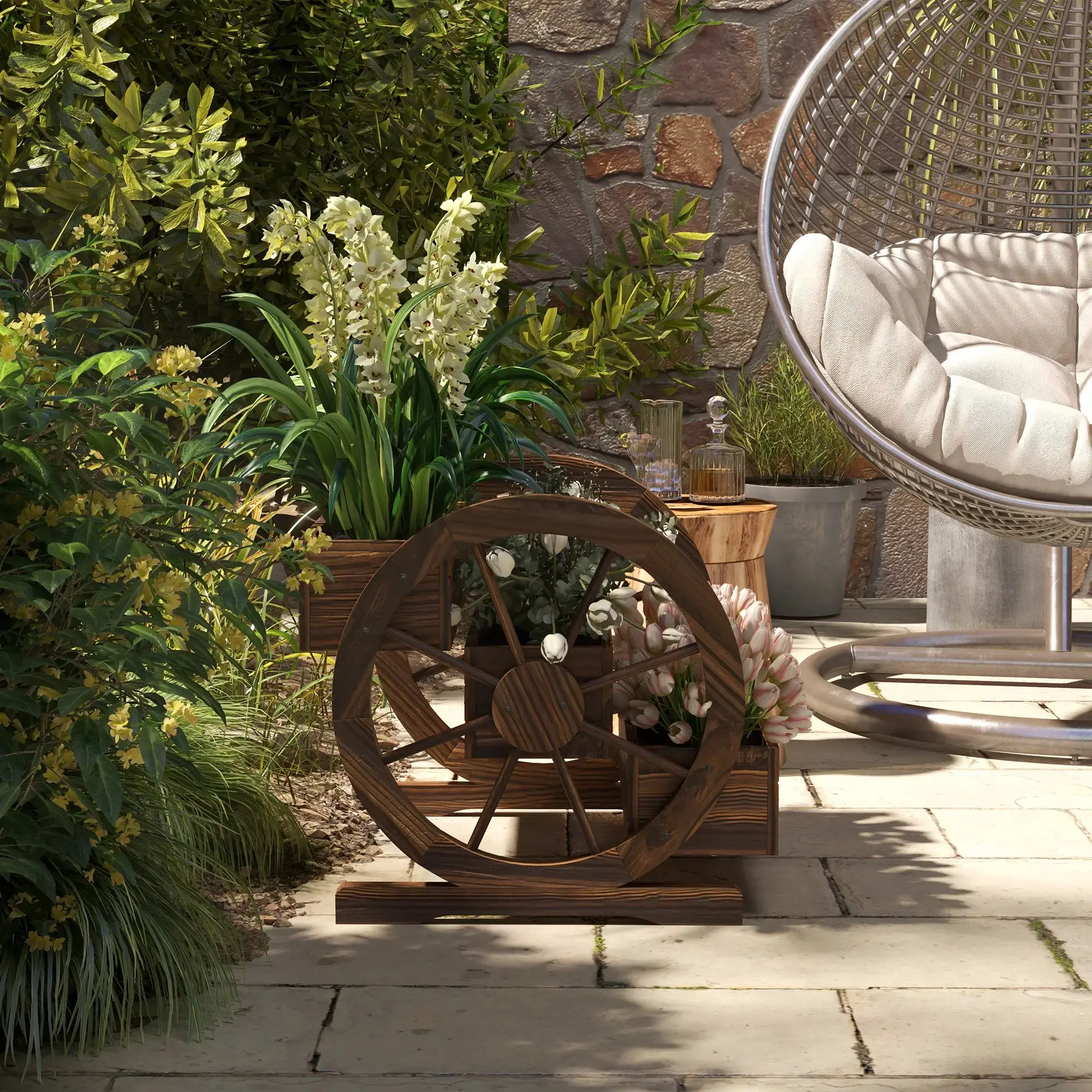 Pat de gradina cu 3 nivele Outsunny 84H-029V00TN (Natural)