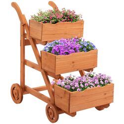 Pat de flori vertical Outsunny 845-470 (Light Brown)