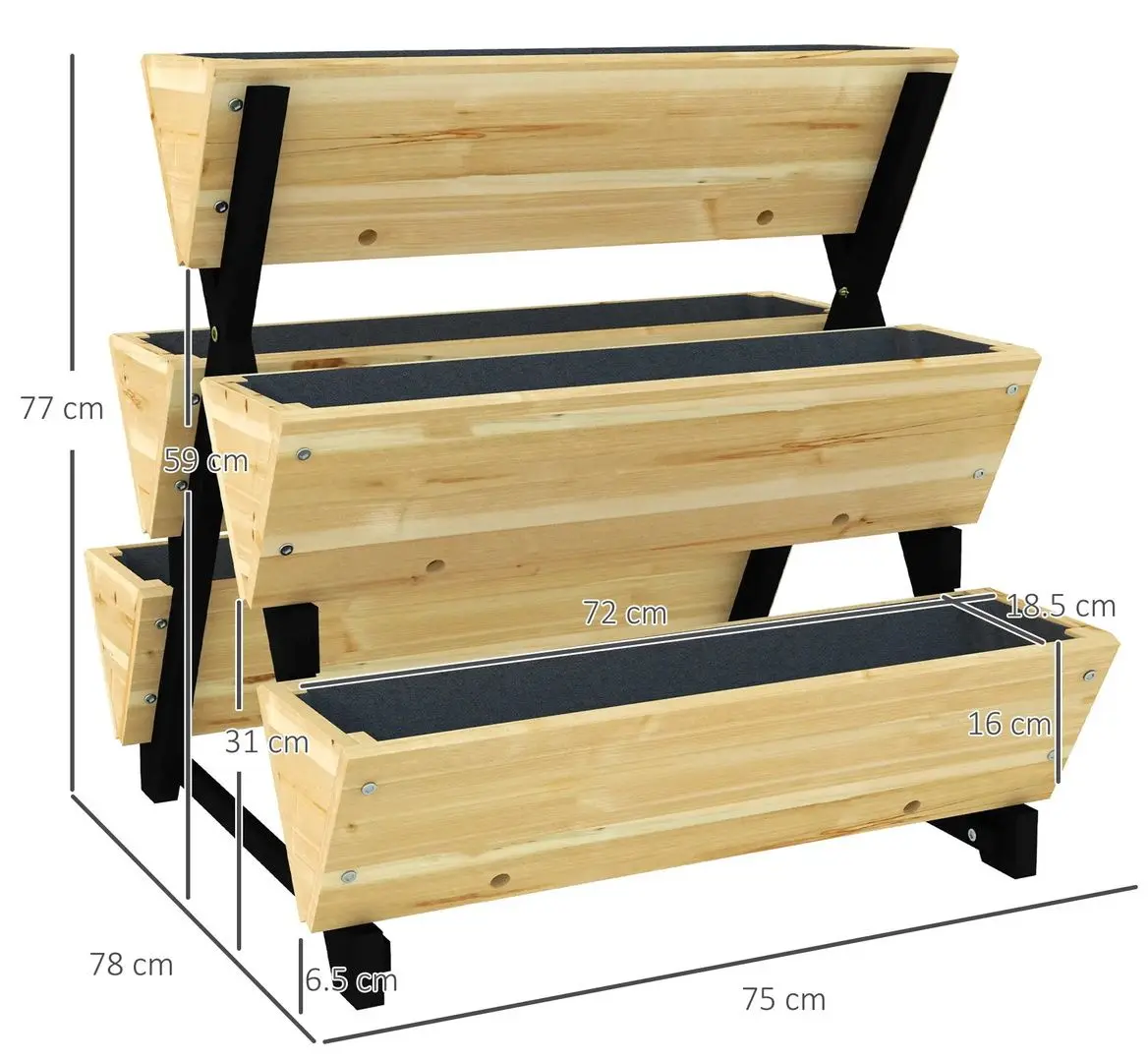 Pat de flori vertical Outsunny 84H-104V00ND (Natural) - 3