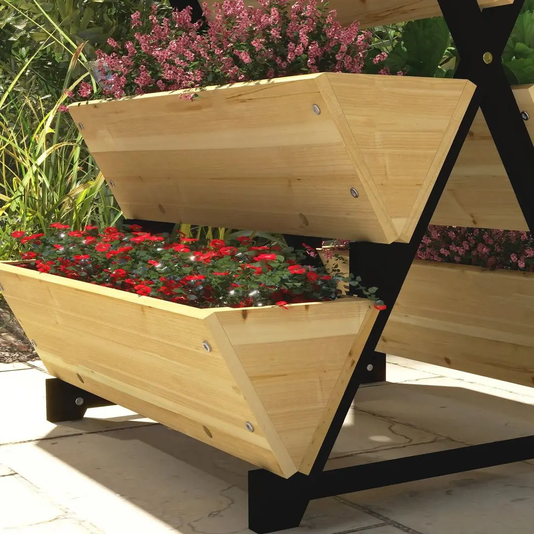 Pat de flori vertical Outsunny 84H-104V00ND (Natural) - 4