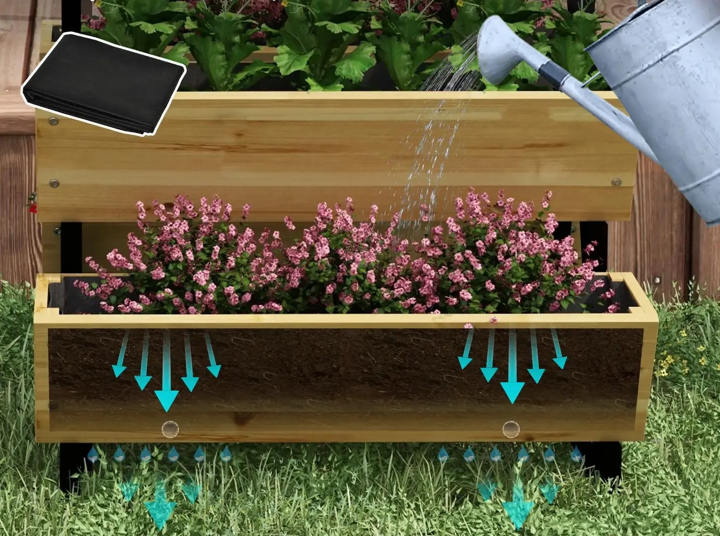 Pat de flori vertical Outsunny 84H-104V00ND (Natural) - 5