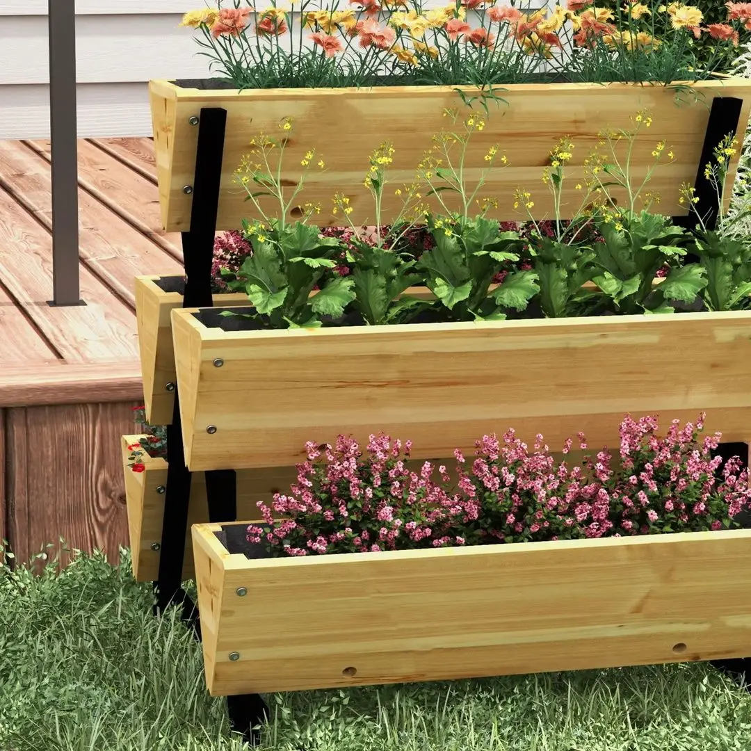 Pat de flori vertical Outsunny 84H-104V00ND (Natural) - 7