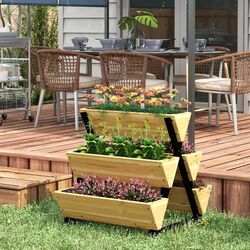 Pat de flori vertical Outsunny 84H-104V00ND (Natural) Thumb