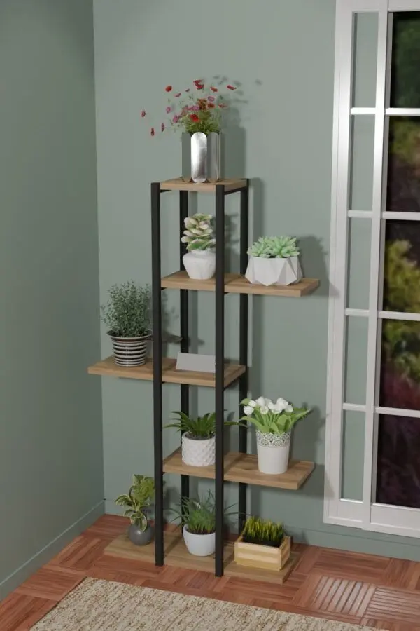 Etajera pentru flori Prestige 5 Layer 24x60x110 (Pine/Black)