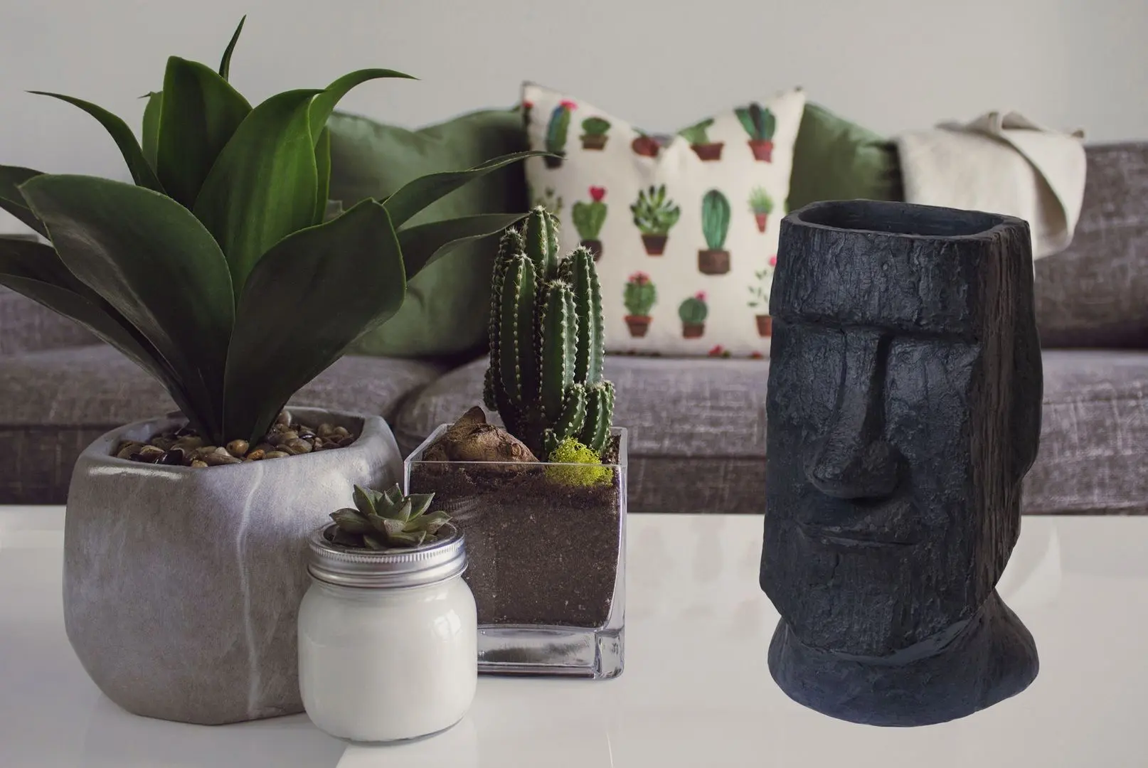 Ghiveci ProGarden Moai Statue 43x25cm (Black) - 3