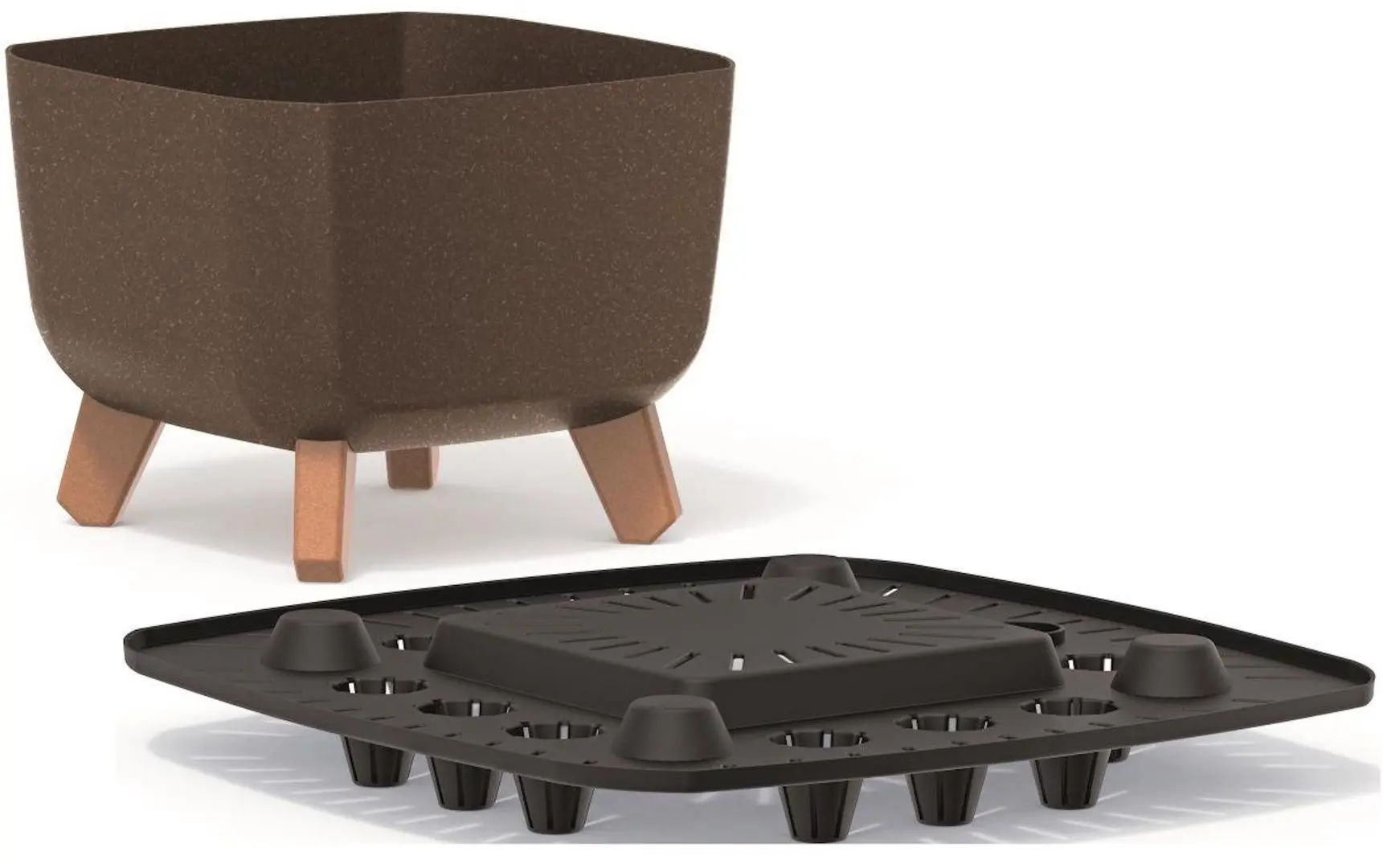 Ghiveci Prosperplast Gracia Square Eco Wood 29x29 (Cofee)