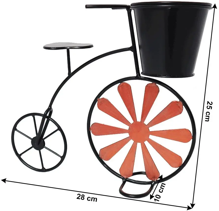 Suport-bicicleta pentru flori Tempo Kondela Retro (Black/Red) - 4