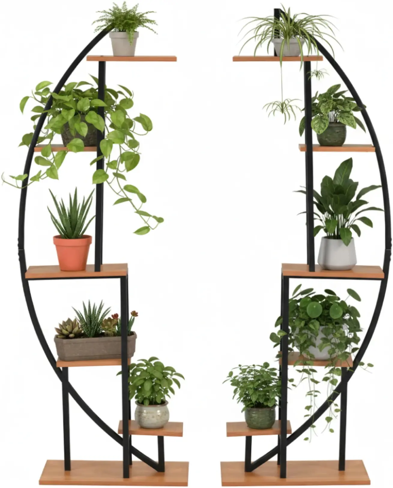 Etajera pentru flori Tempo Kondela Feran (Black/Brown) - 2