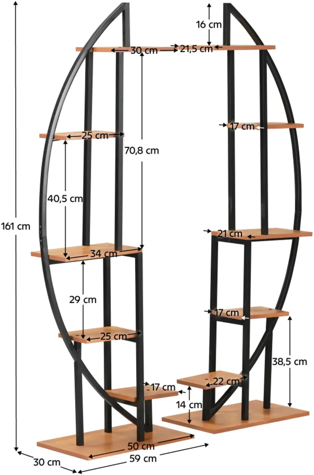 Etajera pentru flori Tempo Kondela Feran (Black/Brown) - 5