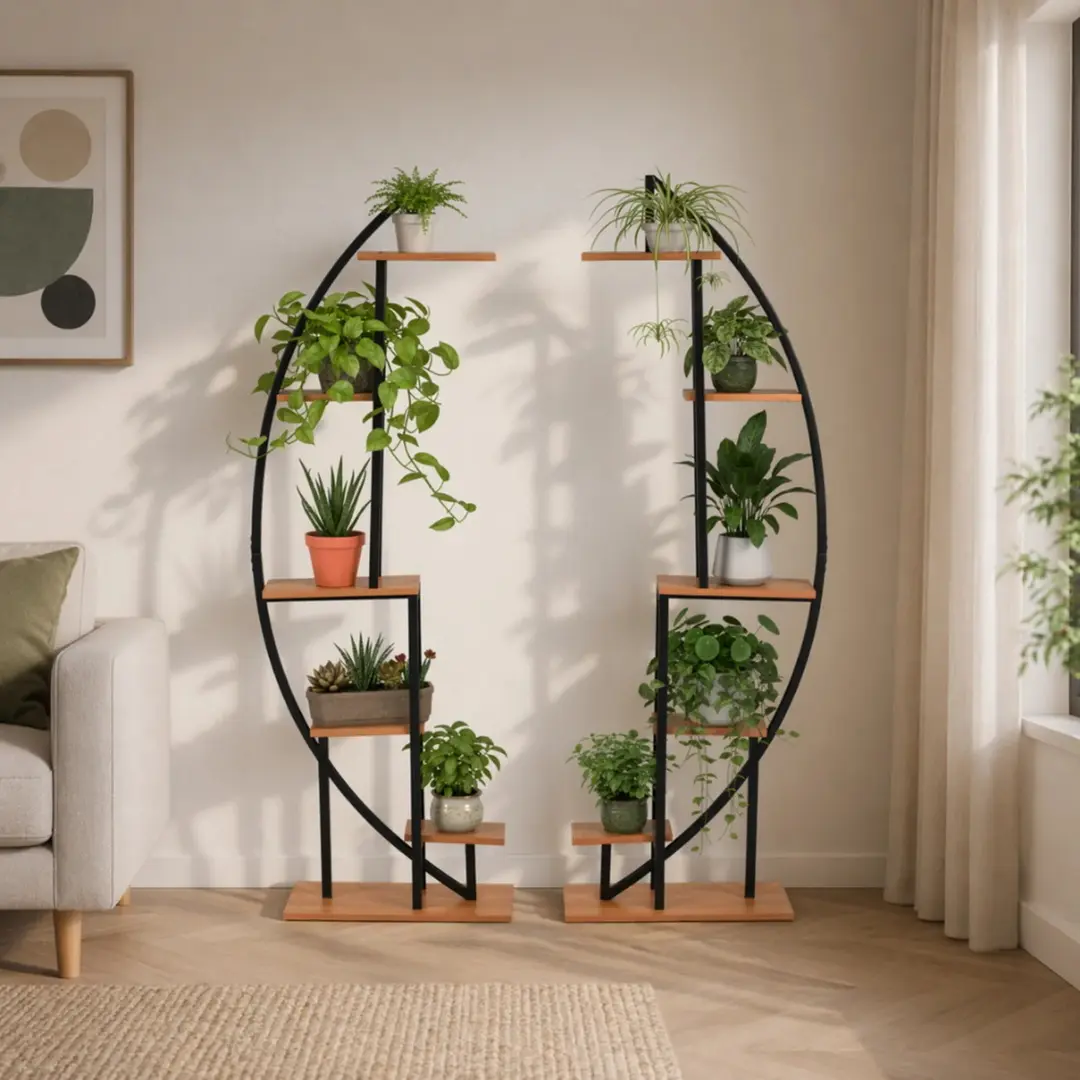 Etajera pentru flori Tempo Kondela Feran (Black/Brown)