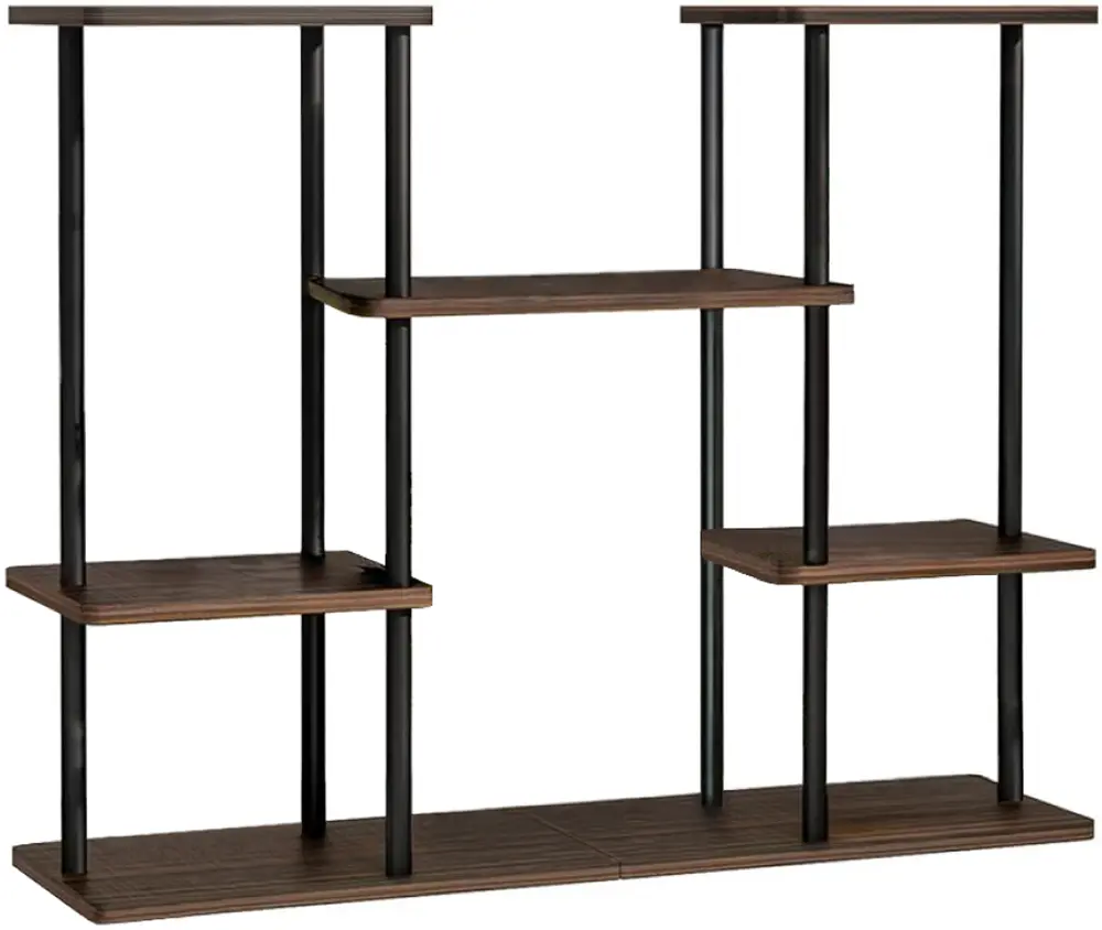 Etajera pentru flori Tempo Kondela Leder (Black/Rustic Wood) - 2