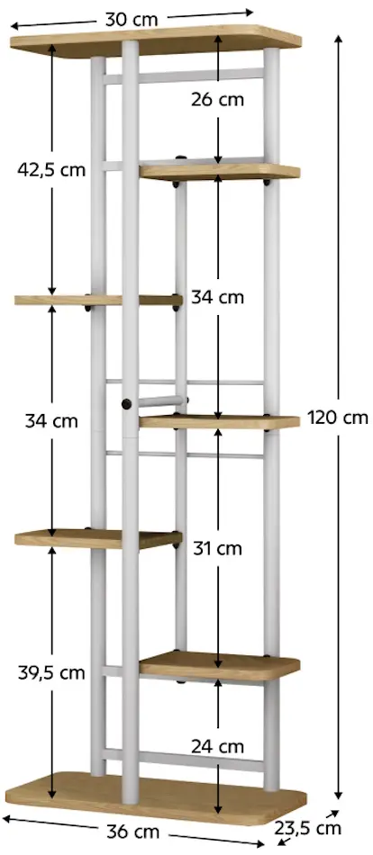 Etajera pentru flori Tempo Kondela Ledor Tip 3 (White/Sonoma Oak) - 5