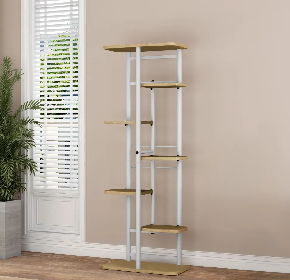 Etajera pentru flori Tempo Kondela Ledor Tip 3 (White/Sonoma Oak)