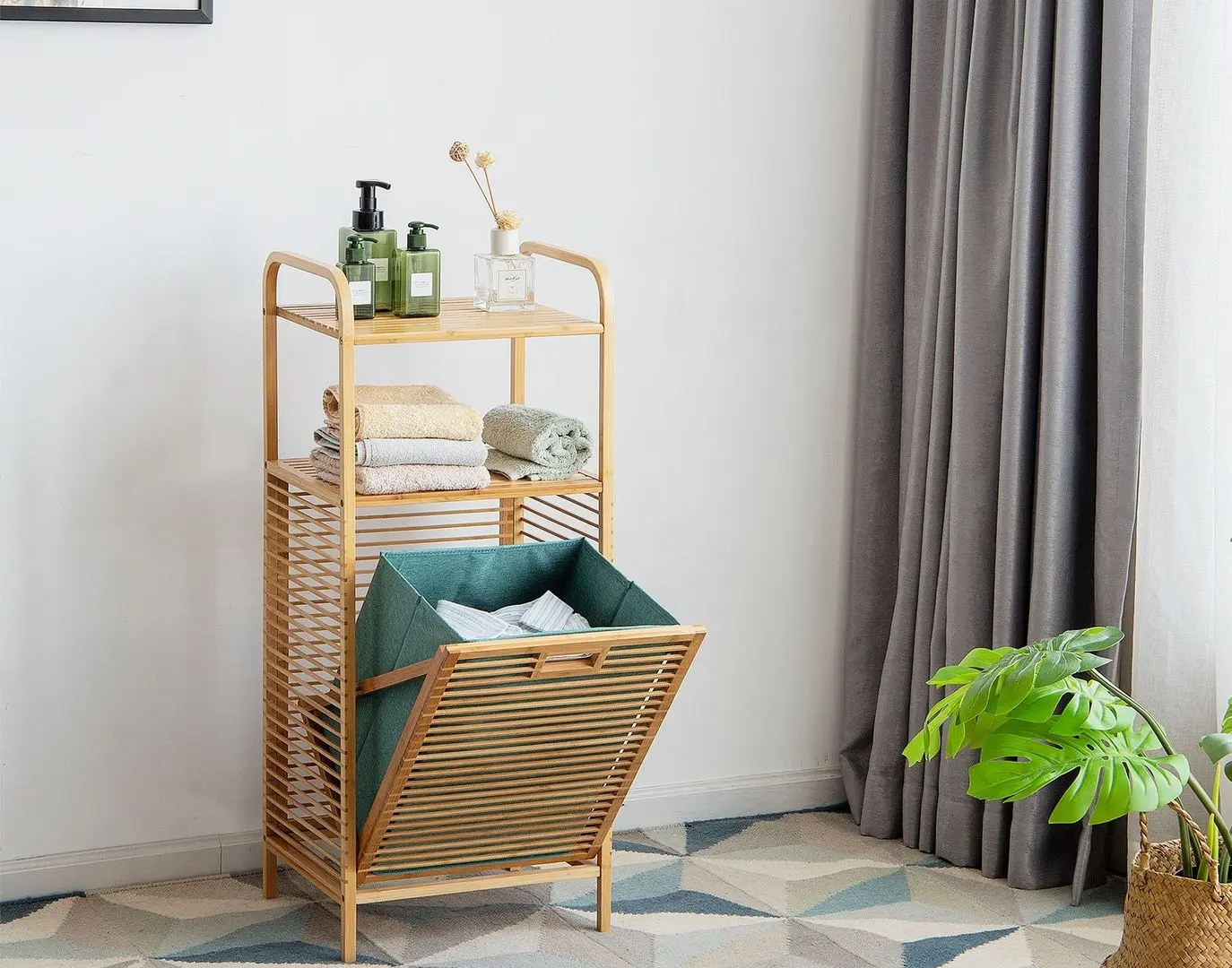 Cos pentru rufe Costway HW66588NA (Natural/Gray-Green)