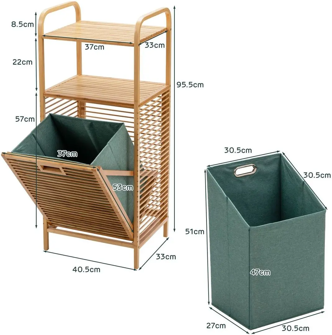 Cos pentru rufe Costway HW66588NA (Natural/Gray-Green)