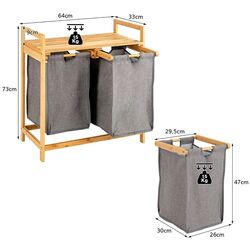 Корзина для белья Costway JV10141NA (Wood/Grey) Thumb