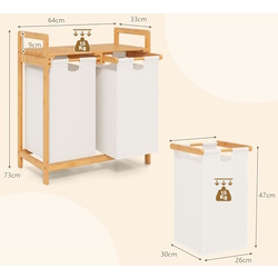 Корзина для белья Costway JV10141WH (White/Bamboo) Thumb