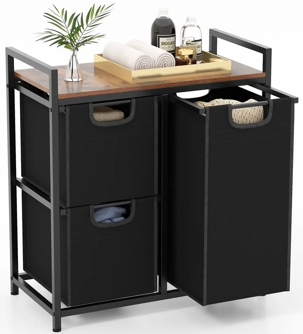 Cos pentru rufe Costway JZ10178CF (Black/Rustic Brown)