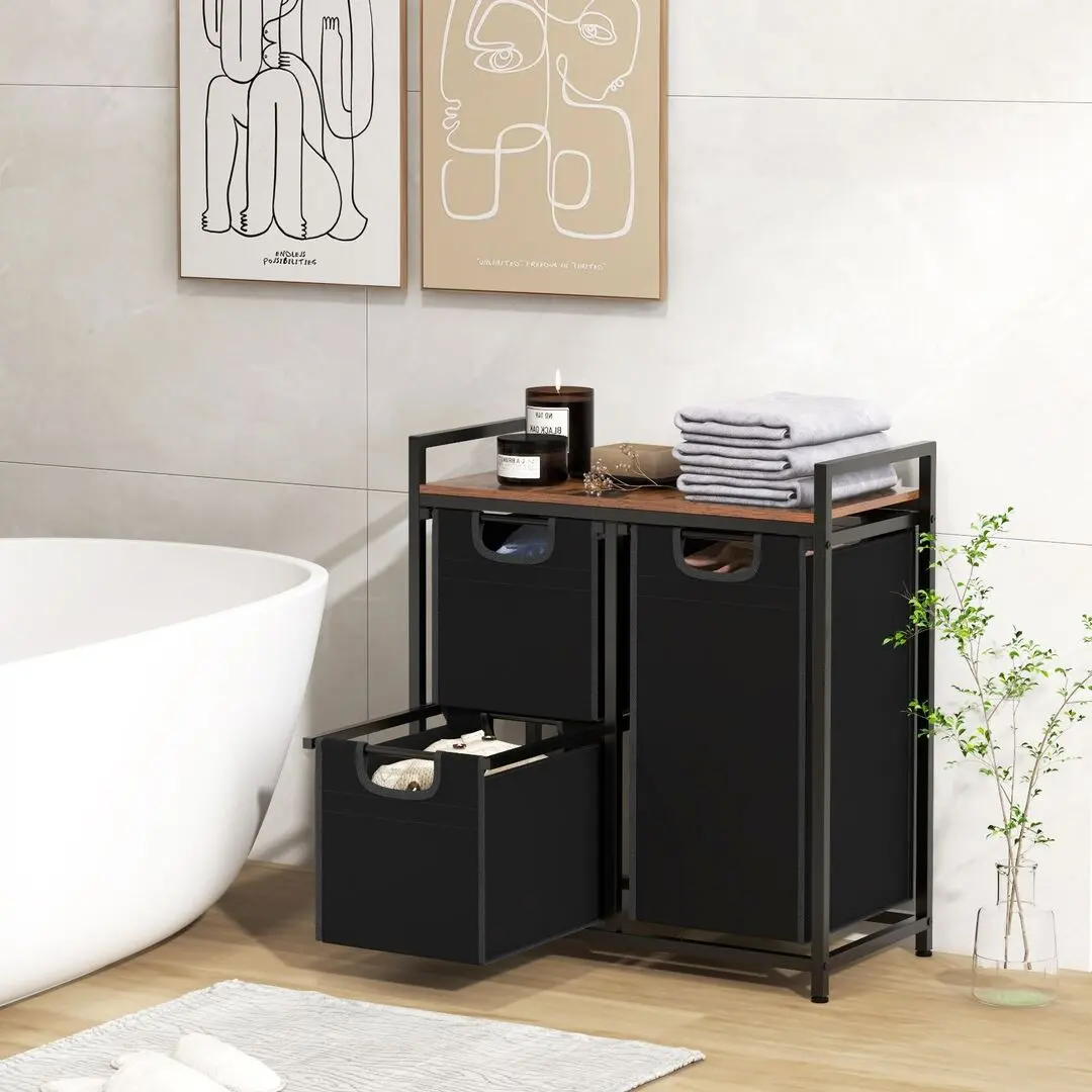 Cos pentru rufe Costway JZ10178CF (Black/Rustic Brown)