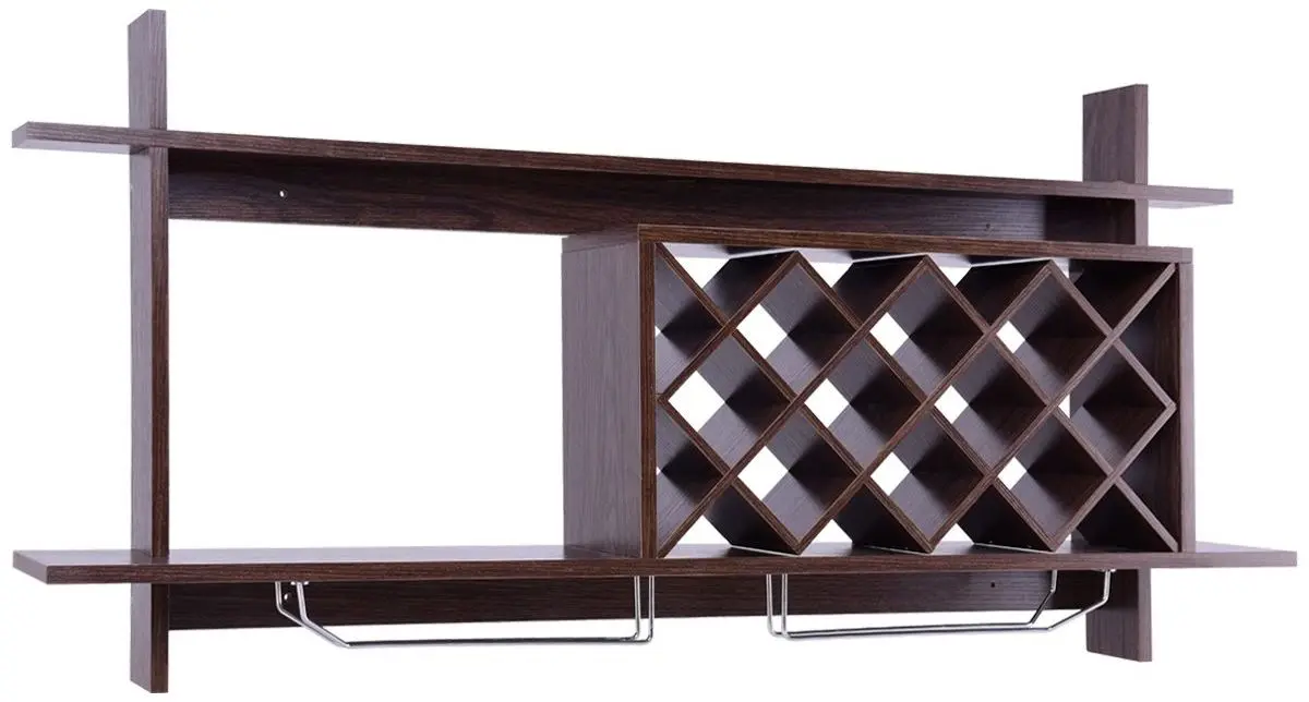 Raft pentru sticle Costway HW57400BK (Walnut)