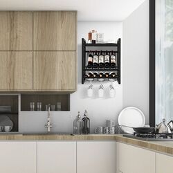 Raft pentru sticle Costway JV10898 (Rustic Brown/Black) Thumb