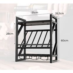 Raft pentru sticle Costway JV10898 (Rustic Brown/Black) Thumb