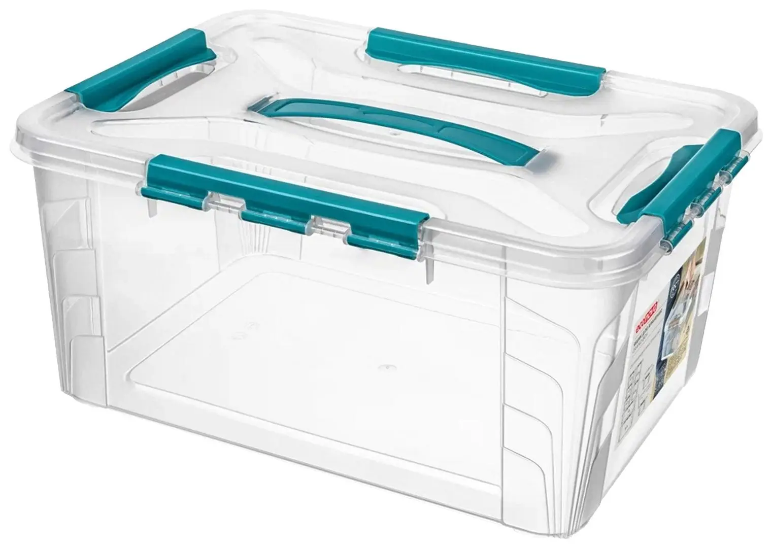Container Econova Grand Box 39x29x18 15L (Transparent/Turquoise)