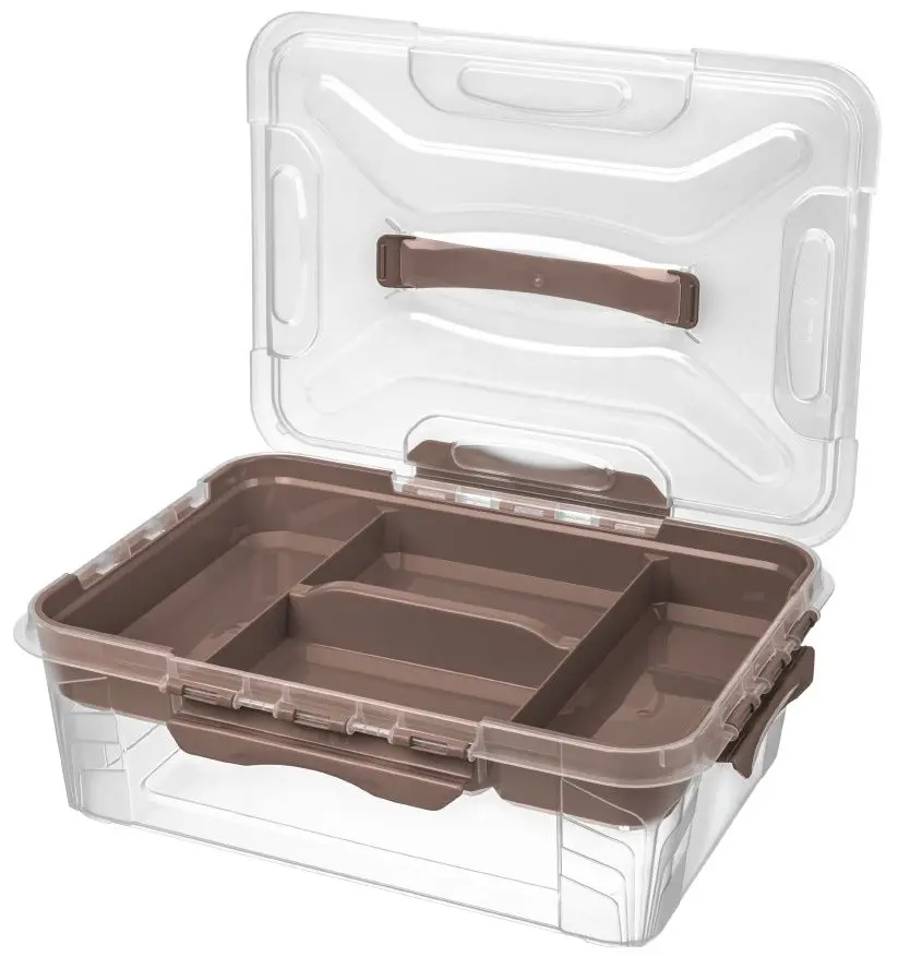 Container cu capac Econova Grand Box 10L (Transparent/Brown)