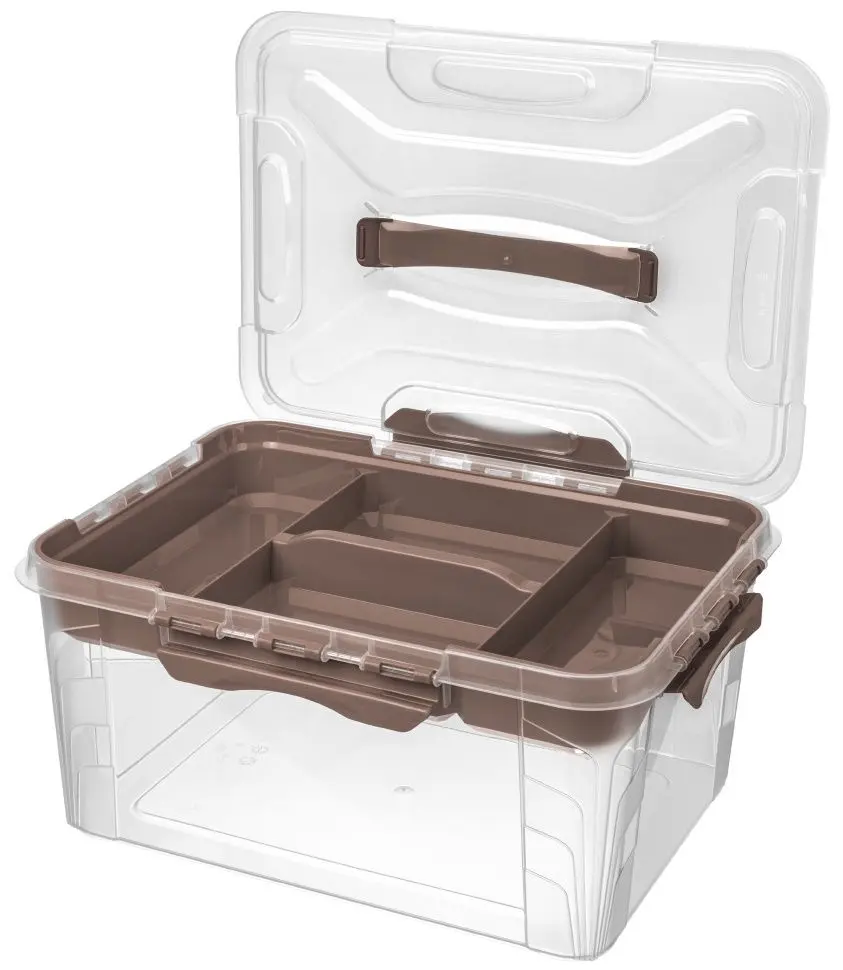 Container cu capac Econova Grand Box 15.3L (Transparent/Brown)