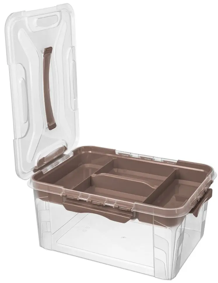 Container cu capac Econova Grand Box 15.3L (Transparent/Brown)